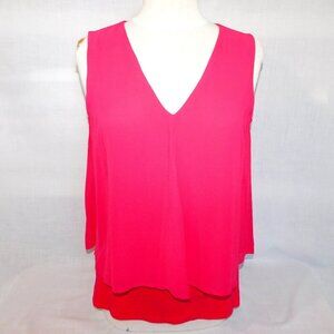 JOLIBEL Pink Sleeveless Flowy Split Back Blouse Top V Neck Womens 8  NWT NEW